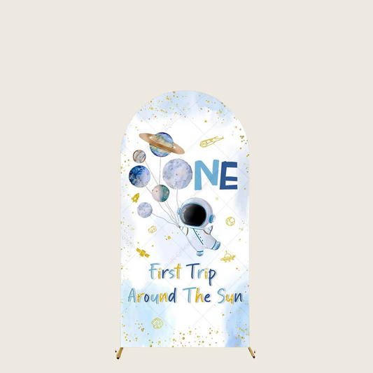 First Trip Around The Sun Arch Backdrop Cover Astronaut