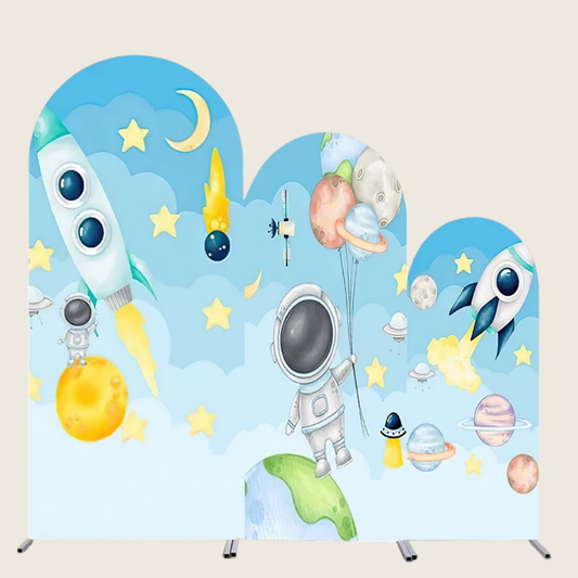 Astronaut & Weltraum-Motto Backdrop Cover