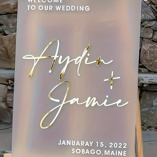 Acryl-Hochzeitsschild „Welcome to Our Wedding“ – modernes Design personalisierbar