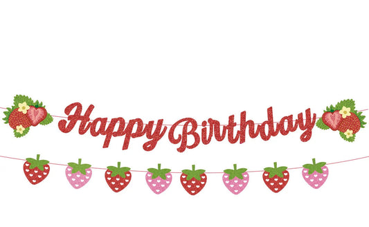 Sommer Obst Banner – Wassermelone, Zitrone, Kirsche & Erdbeere | Hängedeko für Geburtstag & Sommerparty