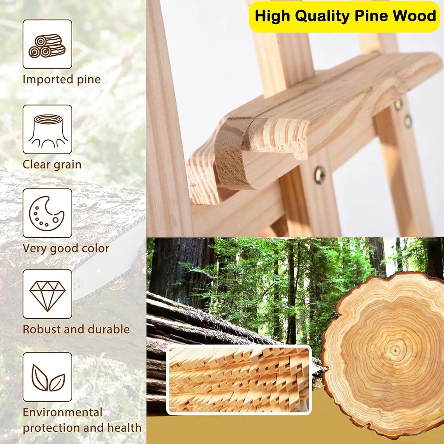 Holz-Staffelei im A-Rahmen – 1,5 m, verstellbar, ideal für Malerei, Studioarbeit oder als Leinwand- & Schildhalter.
