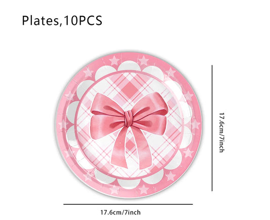 Rosa Schleife Geburtstag Pappgeschirr