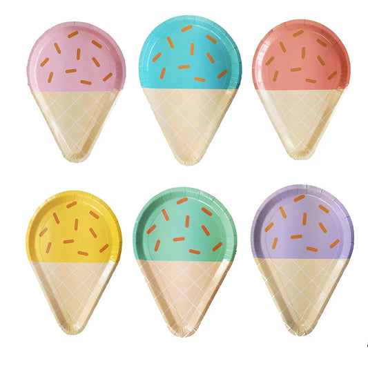 6x Farbe Eis Form Party Pappteller