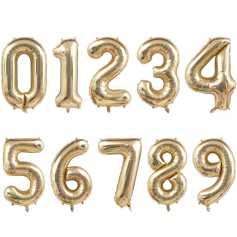 1m Folien Zahl Champagne Gold