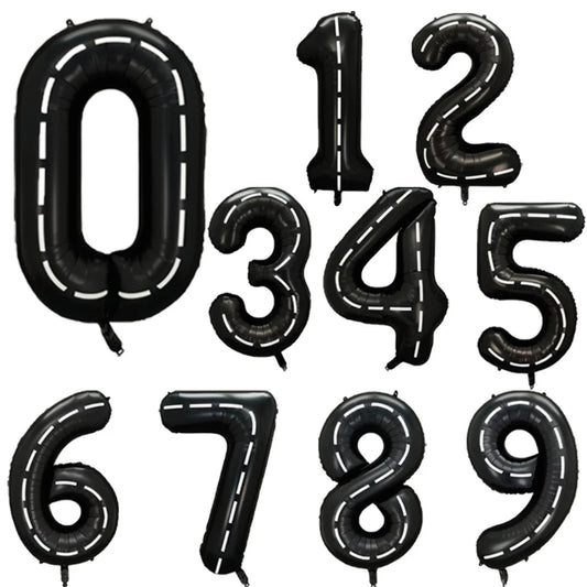 1m Folien Zahlen Schwarz Rennstrecke