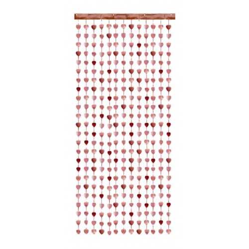 Party Curtain Backdrop - Hearts - Rose Gold