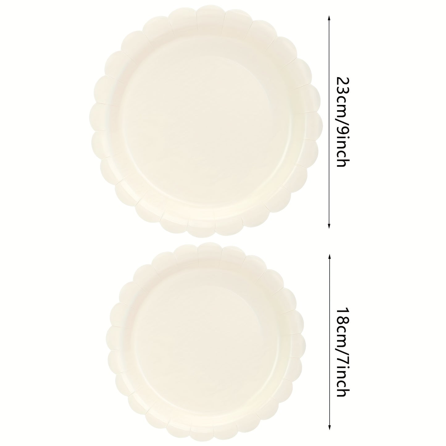 Elfenbeinfarbene Pappteller mit Muschelrand