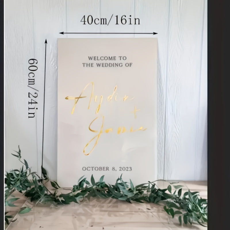 Acryl-Willkommensschild mit eleganter goldener Schrift – personalisierbar