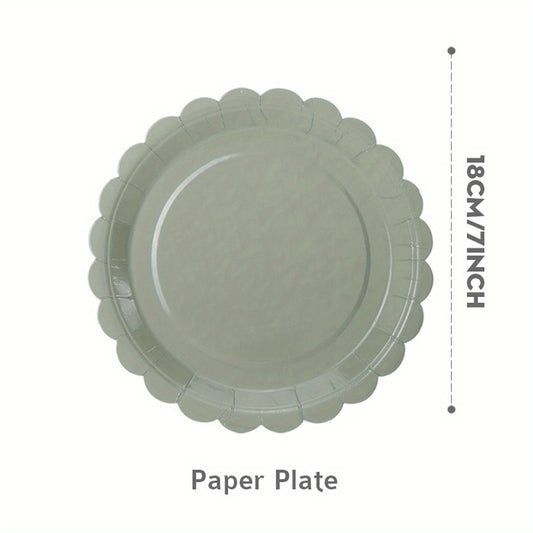 Pappgeschirr-Set in Salbeigrün