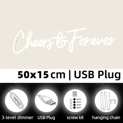 LED Neon „Cheers to Forever“-Schild