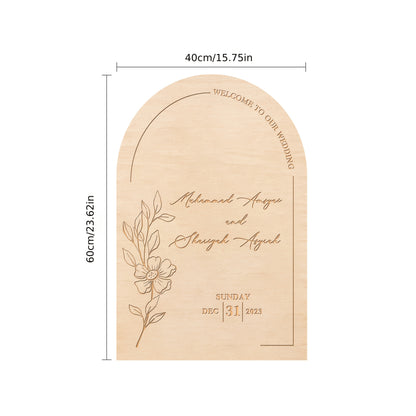 Personalisierbares Holzschild – mit Namen & Datum, perfekt als Willkommensschild für Hochzeiten & Dekoration.