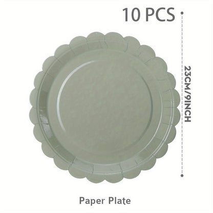 Pappgeschirr-Set in Salbeigrün