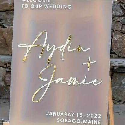 Acryl-Hochzeitsschild „Welcome to Our Wedding“ – modernes Design personalisierbar