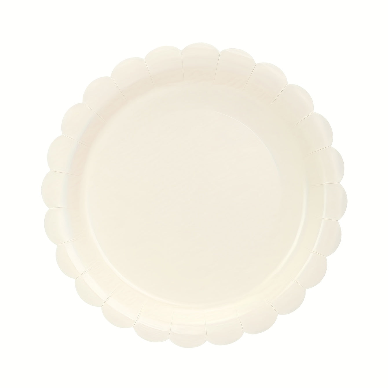 Elfenbeinfarbene Pappteller mit Muschelrand