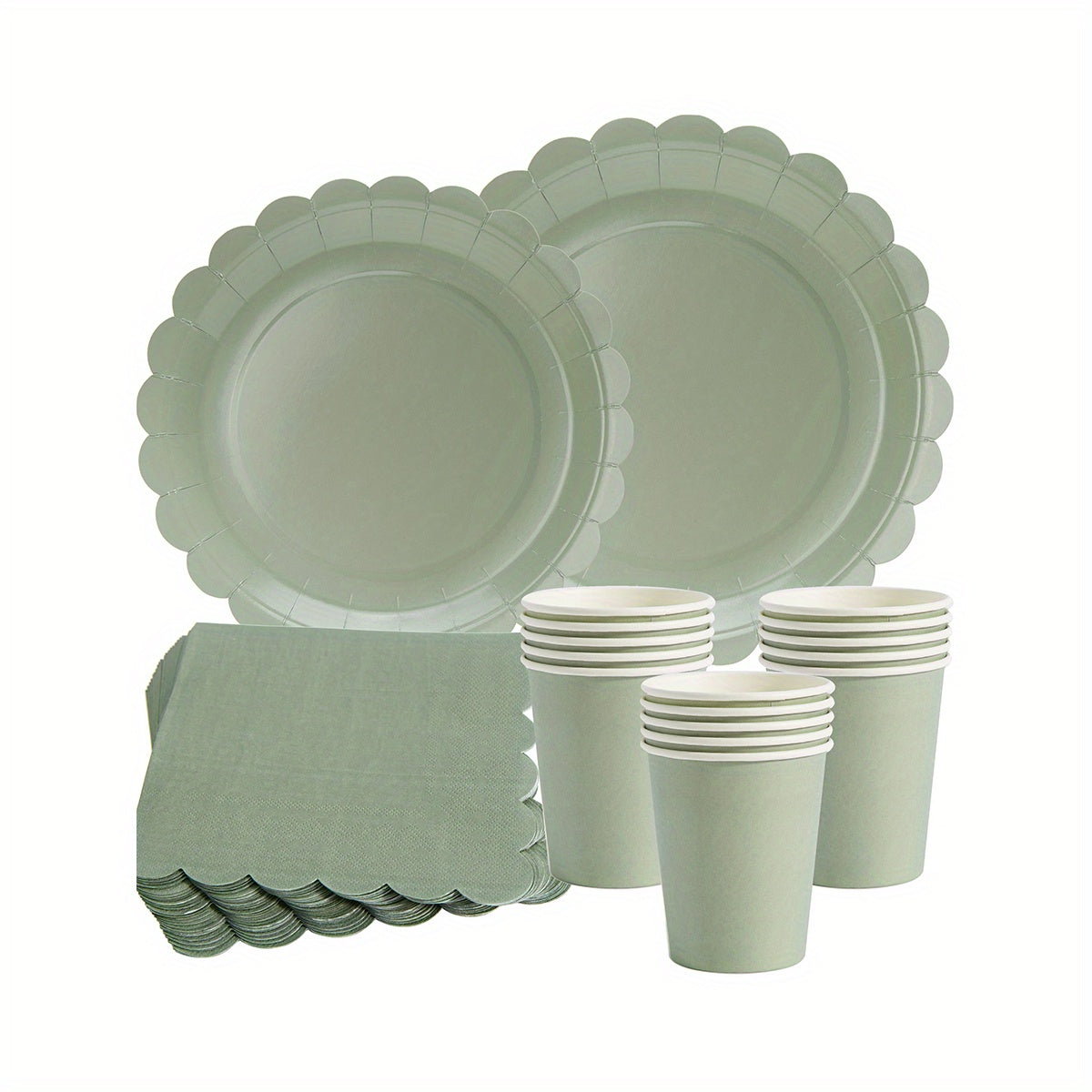 Pappgeschirr-Set in Salbeigrün