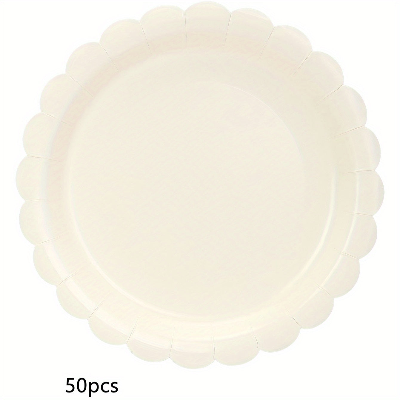 Elfenbeinfarbene Pappteller mit Muschelrand