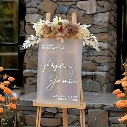 Acryl-Hochzeitsschild „Welcome to Our Wedding“ – modernes Design personalisierbar