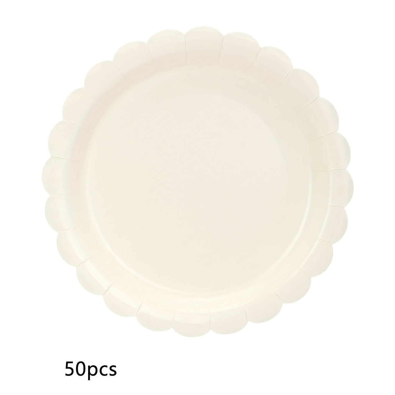 Elfenbeinfarbene Pappteller mit Muschelrand