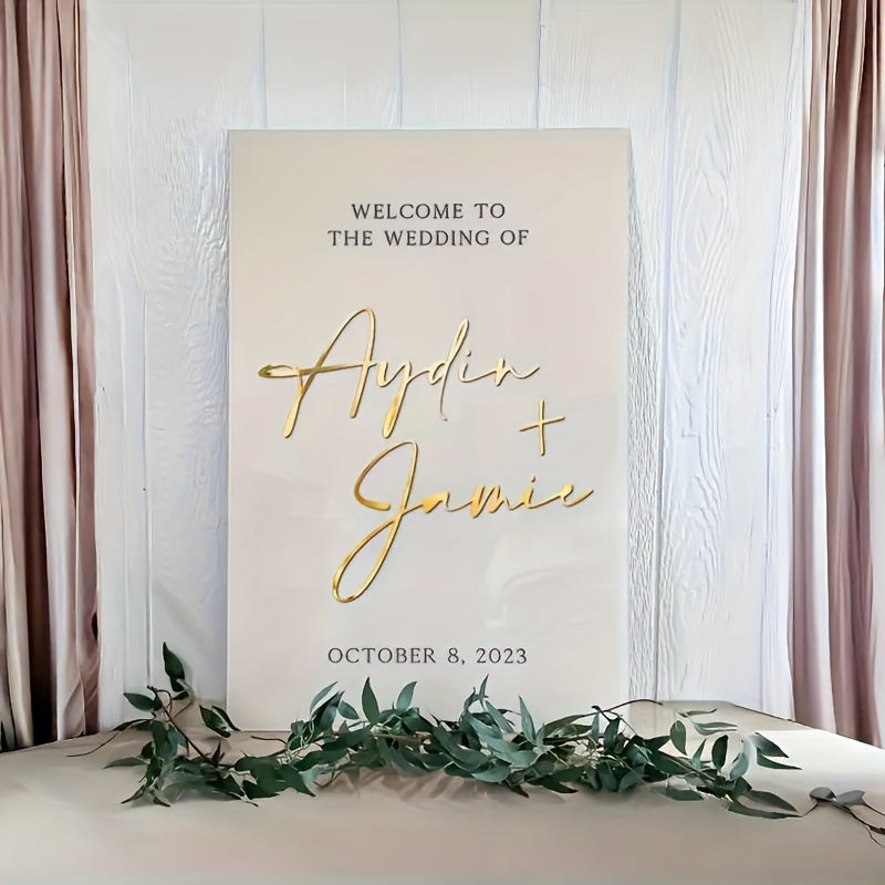 Acryl-Willkommensschild mit eleganter goldener Schrift – personalisierbar