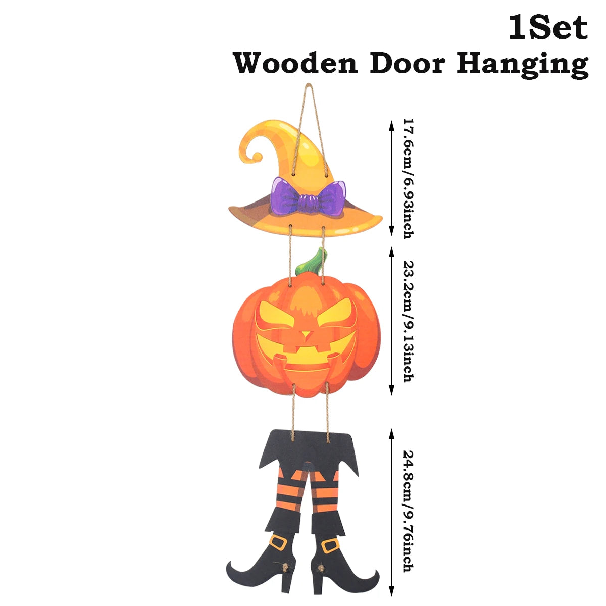 Halloween Kürbis-Holz Deko zum Aufhängen – Tür- & Wandanhänger