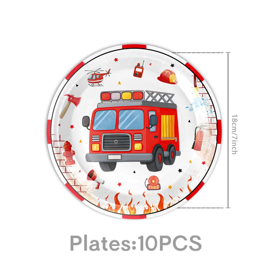 Feuerwehr Brandschutz-Thema, Pappteller, Tassen, Servietten, Tischdecke