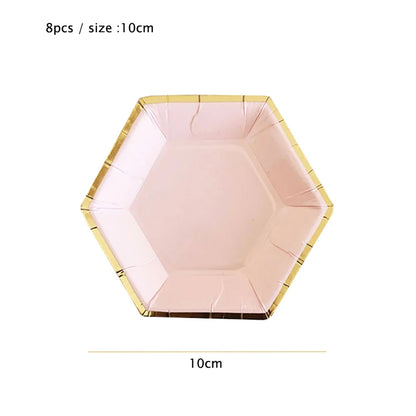 Gold Einweggeschirr Set Rosa