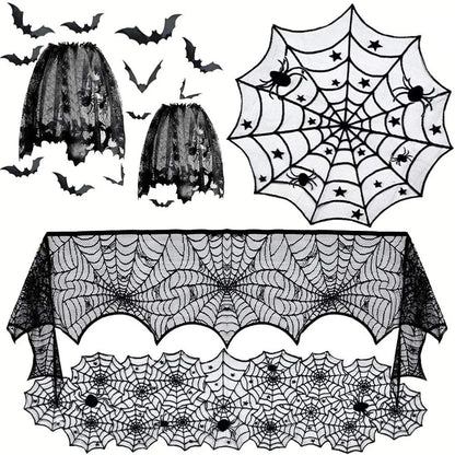 Schwarze Spitze im Spinnennetz-Design