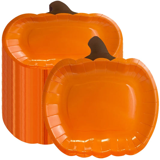 10–100x Halloween-Kürbis-Pappteller