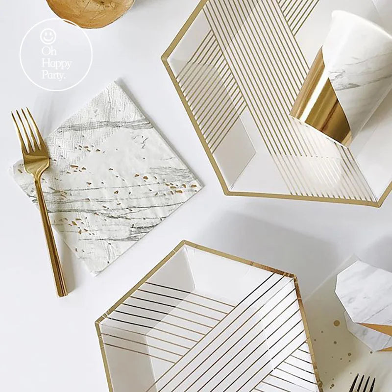 Weißes Thema Party Pappgeschirr