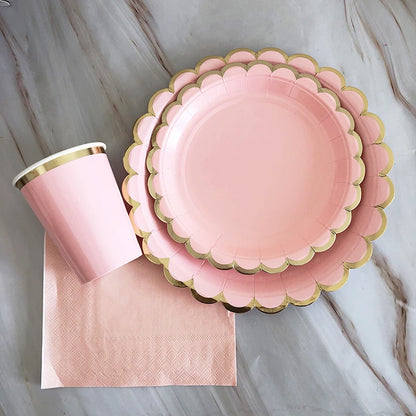 Rosa Gold Party Pappgeschirr