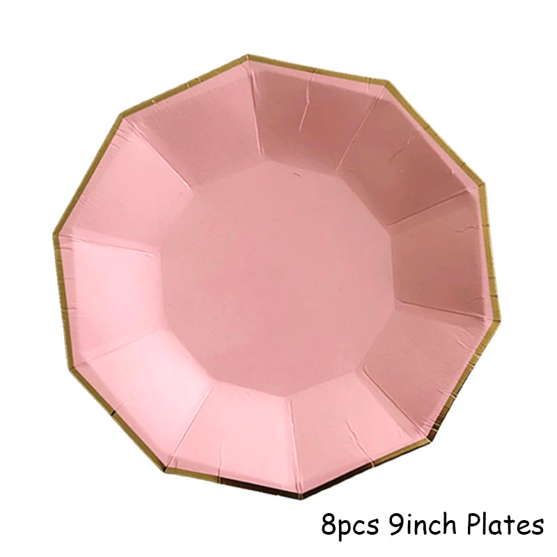 Rosa Gold Party Pappgeschirr