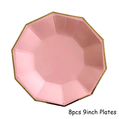 Rosa Gold Party Pappgeschirr