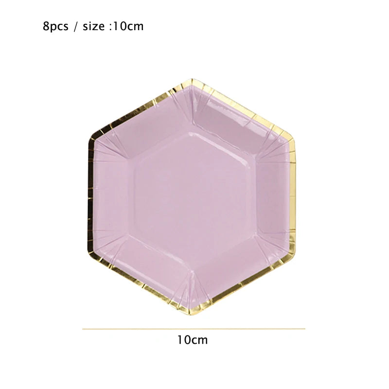 Lila Gold Party Pappgeschirr