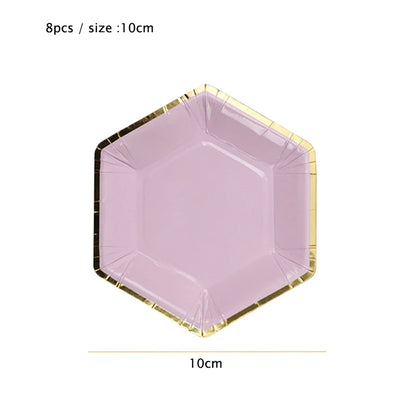 Lila Gold Party Pappgeschirr