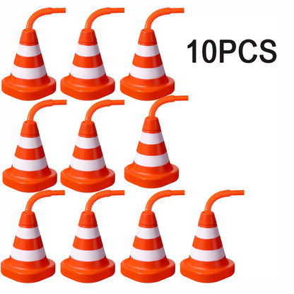 Bau-Becher in Kegelform mit Strohhalm