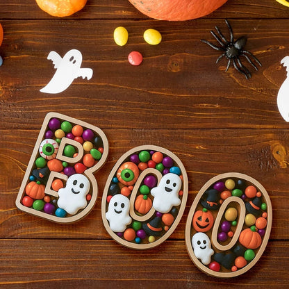 Halloween-Holztablett, Partyteller, Fledermausförmige Palette für Halloween-Dekoration