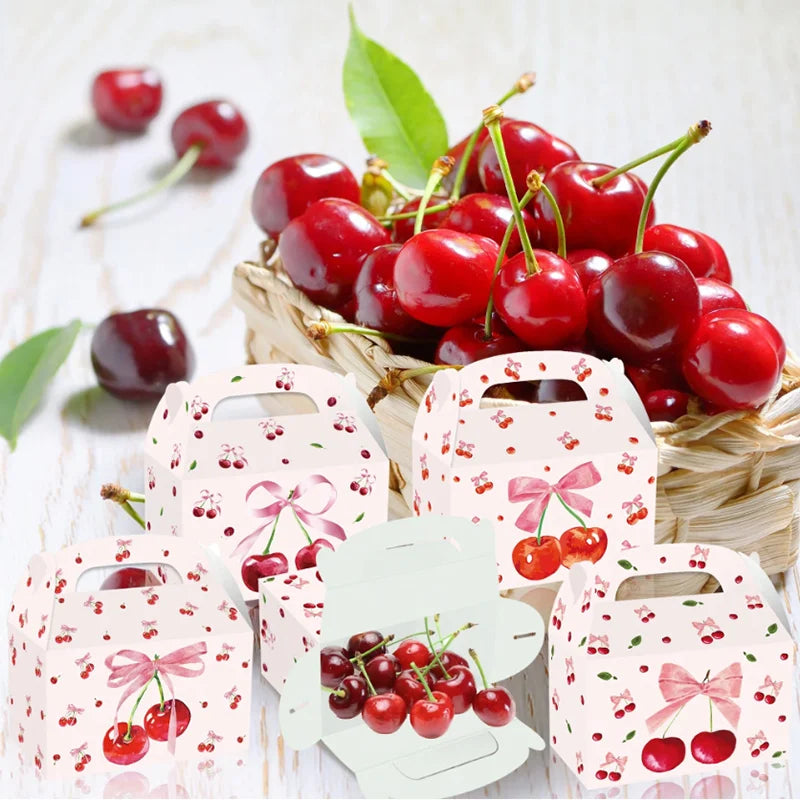 4/8 Stück Kirsche Papier Geschenk Boxen
