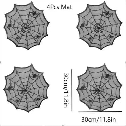 Schwarze Spitze im Spinnennetz-Design