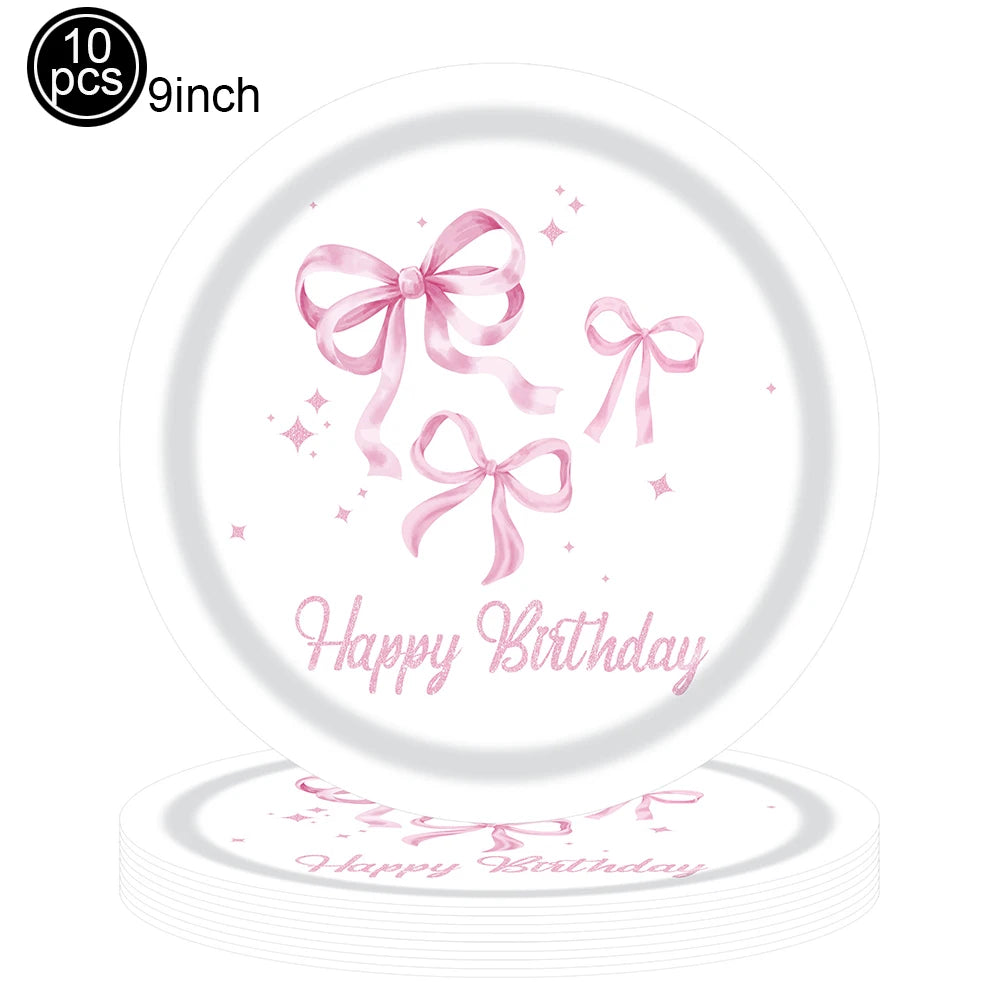 Rosa Schleife Geburtstag Pappgeschirr