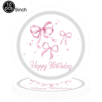 Rosa Schleife Geburtstag Pappgeschirr