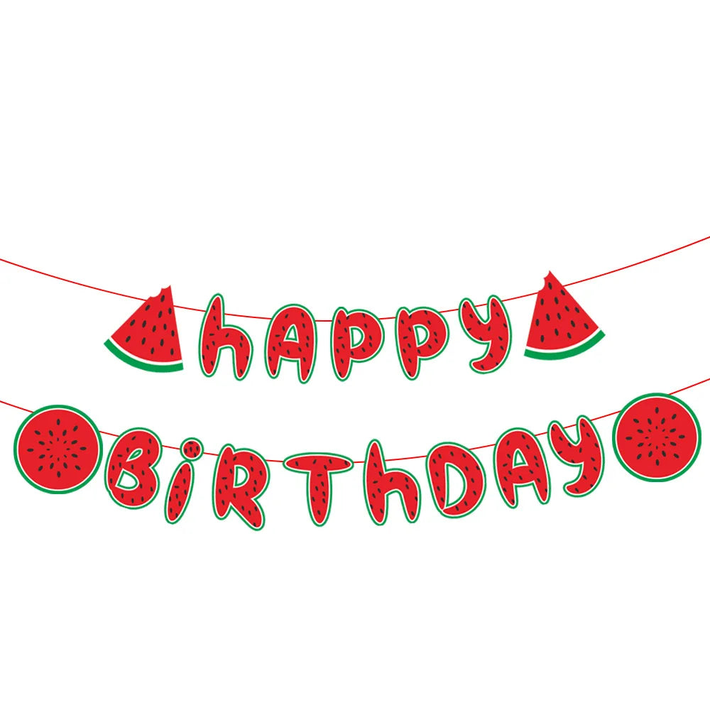 Sommer Obst Banner – Wassermelone, Zitrone, Kirsche & Erdbeere | Hängedeko für Geburtstag & Sommerparty