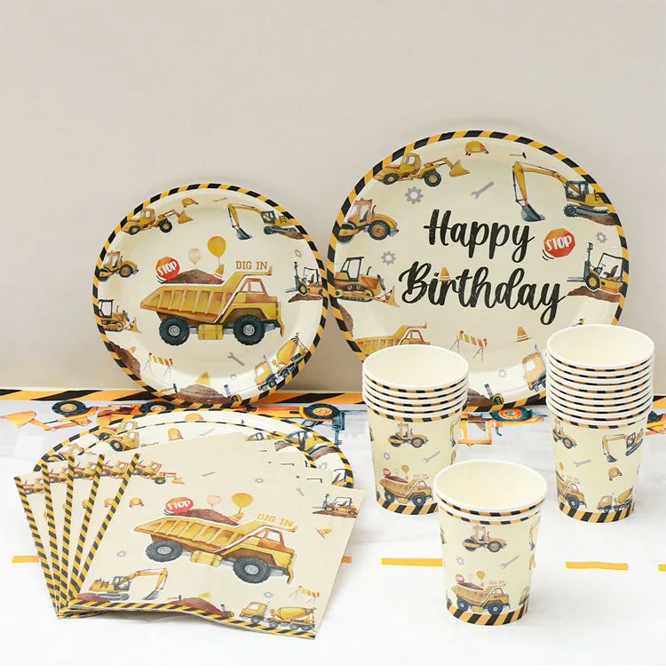 Baustellen Bagger Pappgeschirr