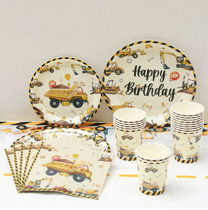 Baustellen Bagger Pappgeschirr