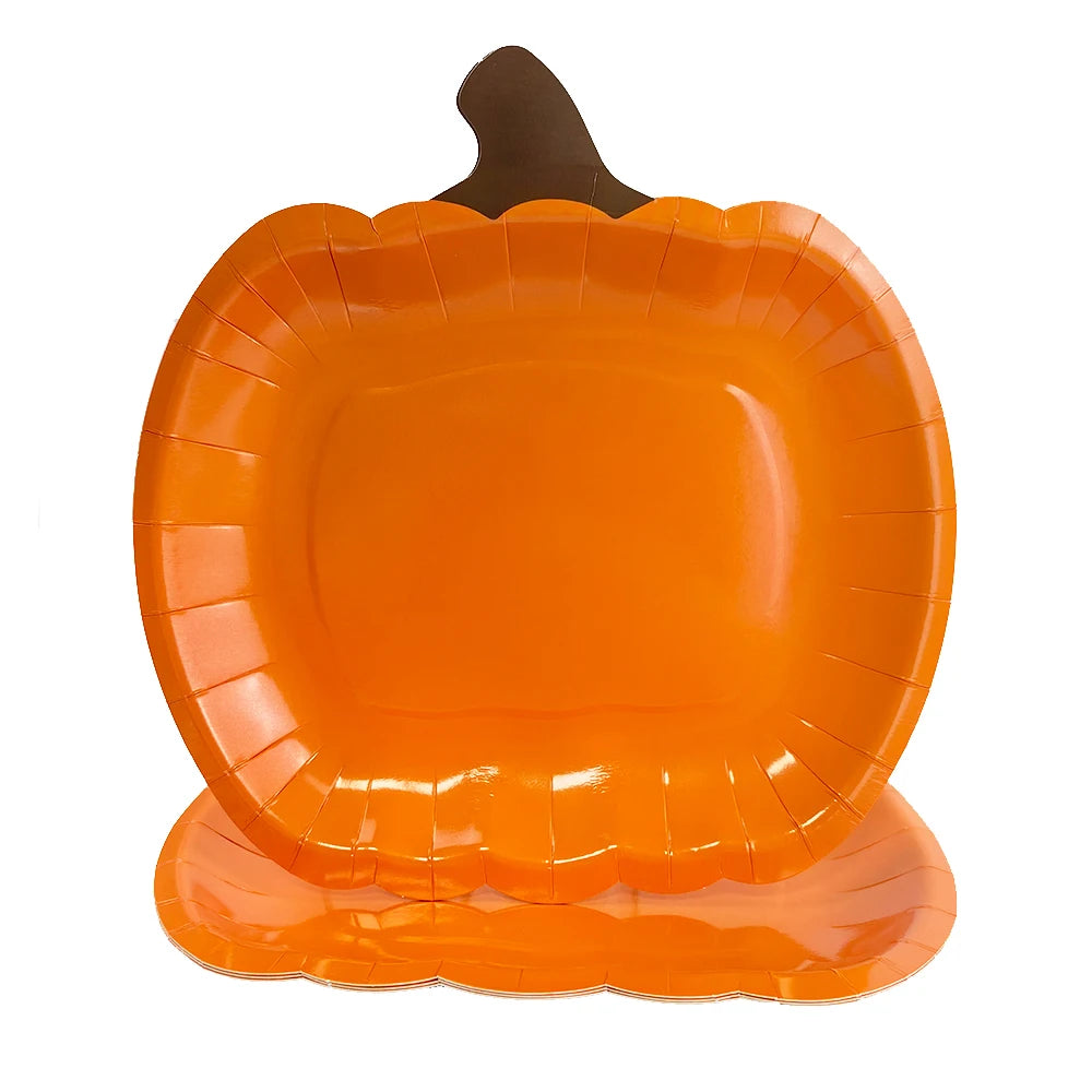 10–100x Halloween-Kürbis-Pappteller