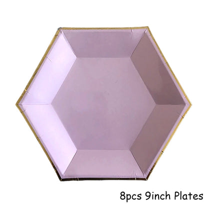 Lila Gold Party Pappgeschirr