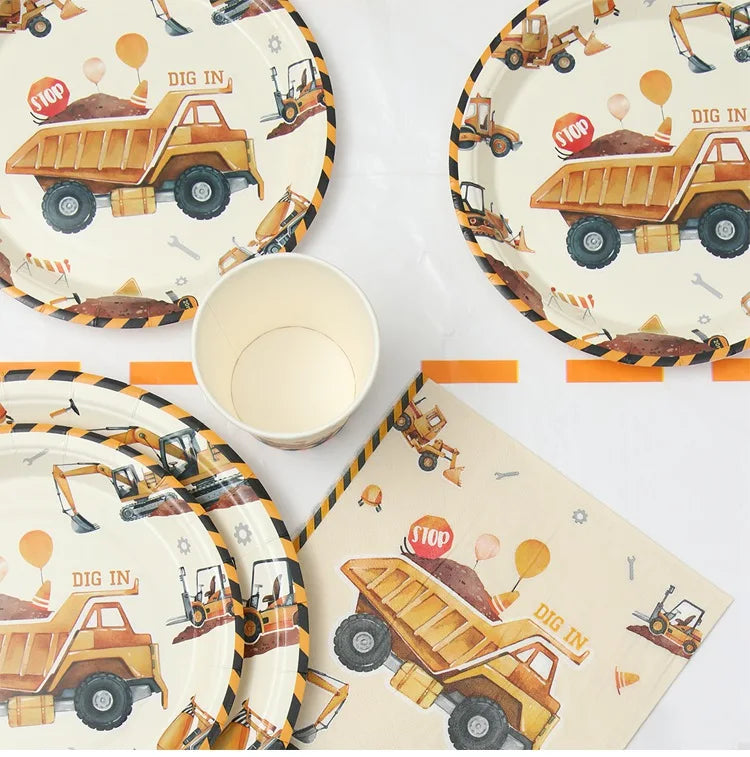 Baustellen Bagger Pappgeschirr