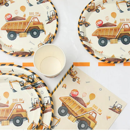 Baustellen Bagger Pappgeschirr