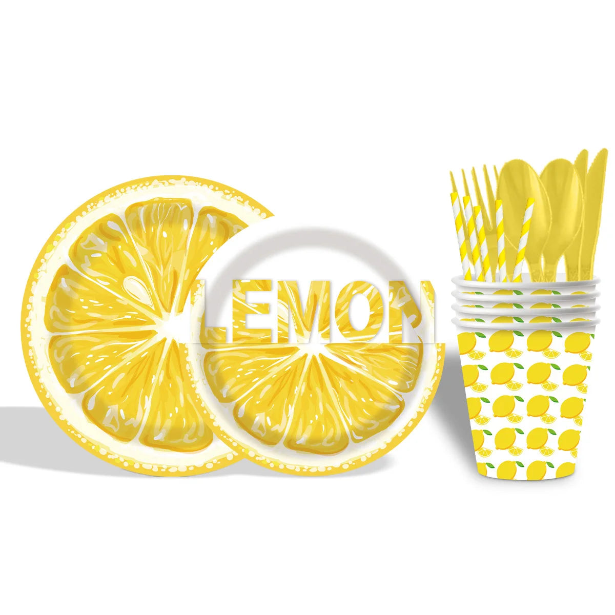 Gelbe Zitronen, Partyzubehör Pappgeschirr