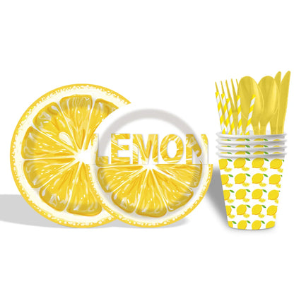 Gelbe Zitronen, Partyzubehör Pappgeschirr