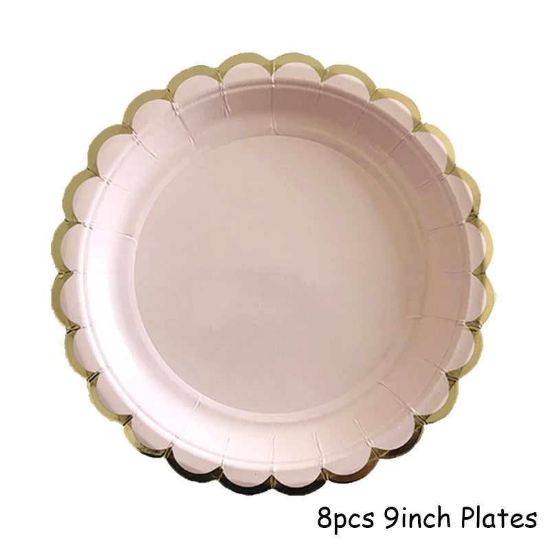 Gold Einweggeschirr Set Rosa